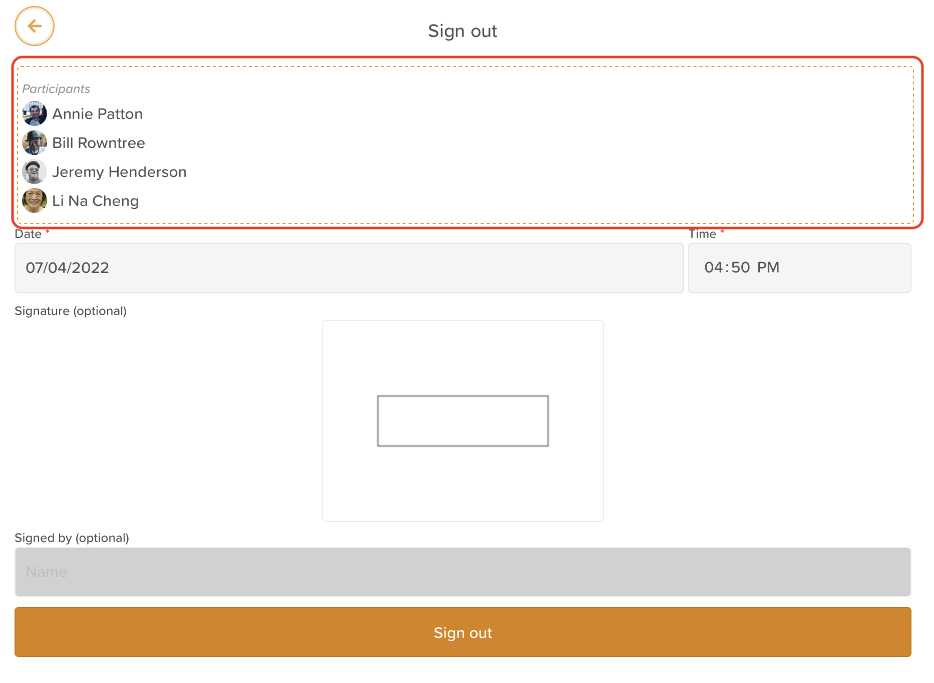 Register Bulk Sign In/Out