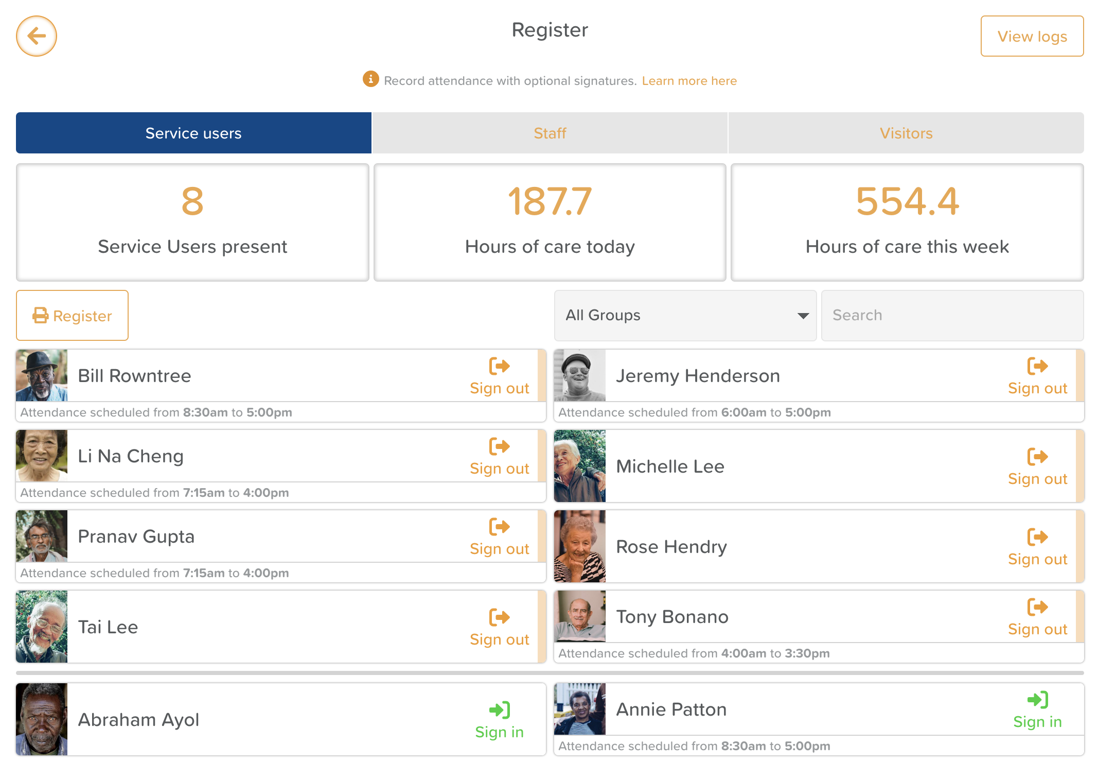 StoriiCare Register (Version 2)