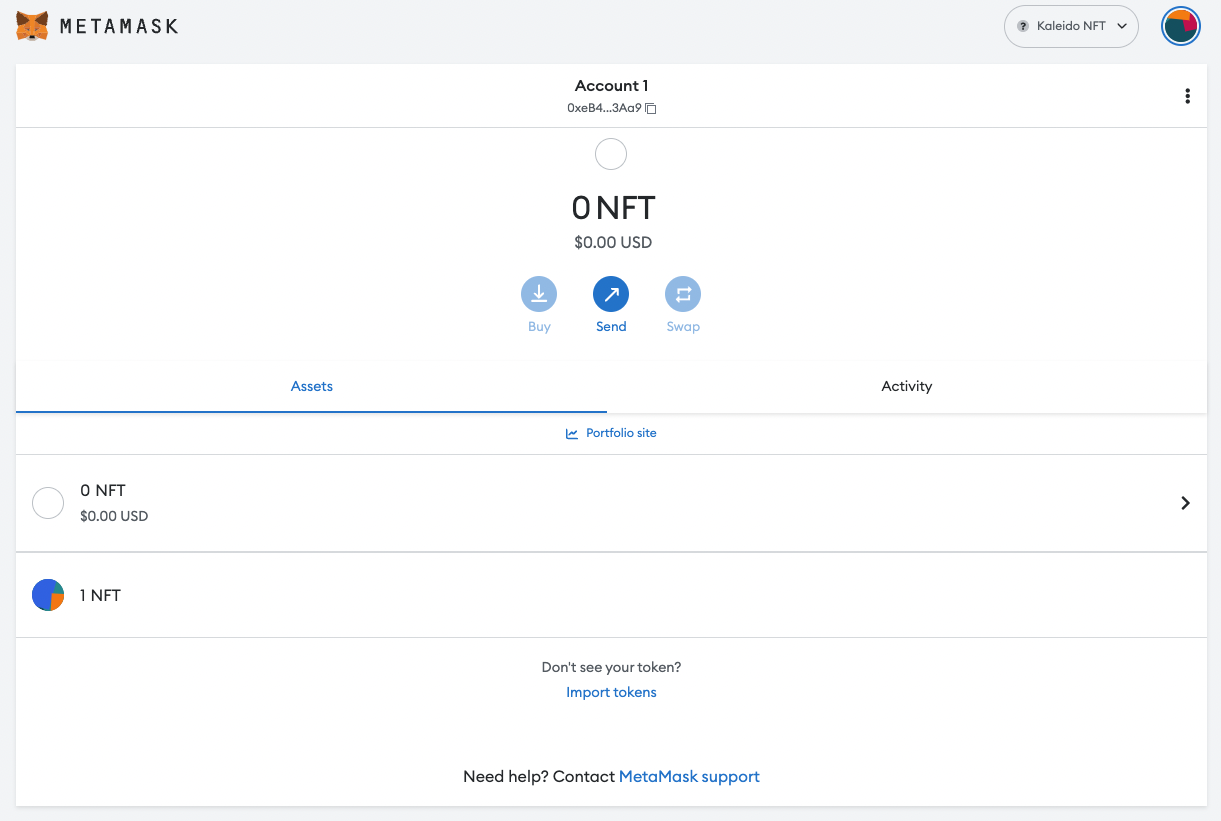 Metamask NFT transfer