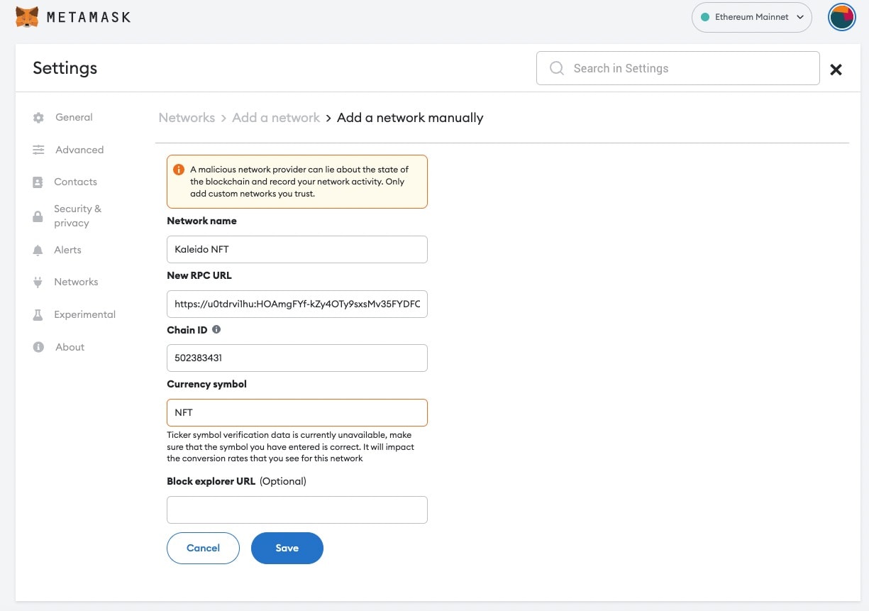 721 token transfer to Metamask