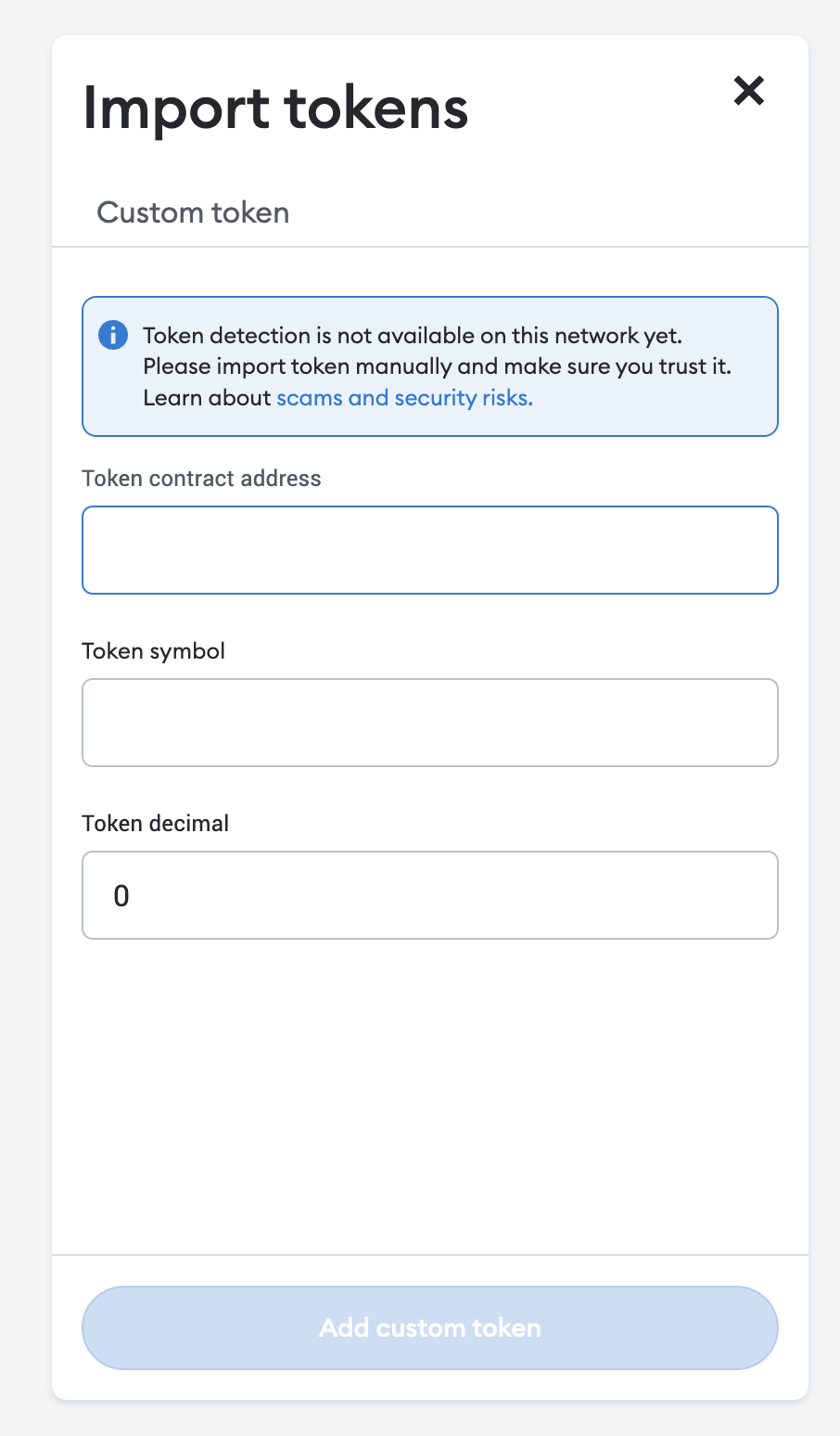 Metamask import tokens screenshot