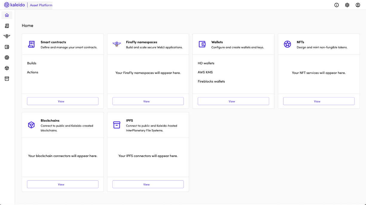 Kaleido Asset Platform makes smart contract management, NFTs, and wallets easier than ever.
