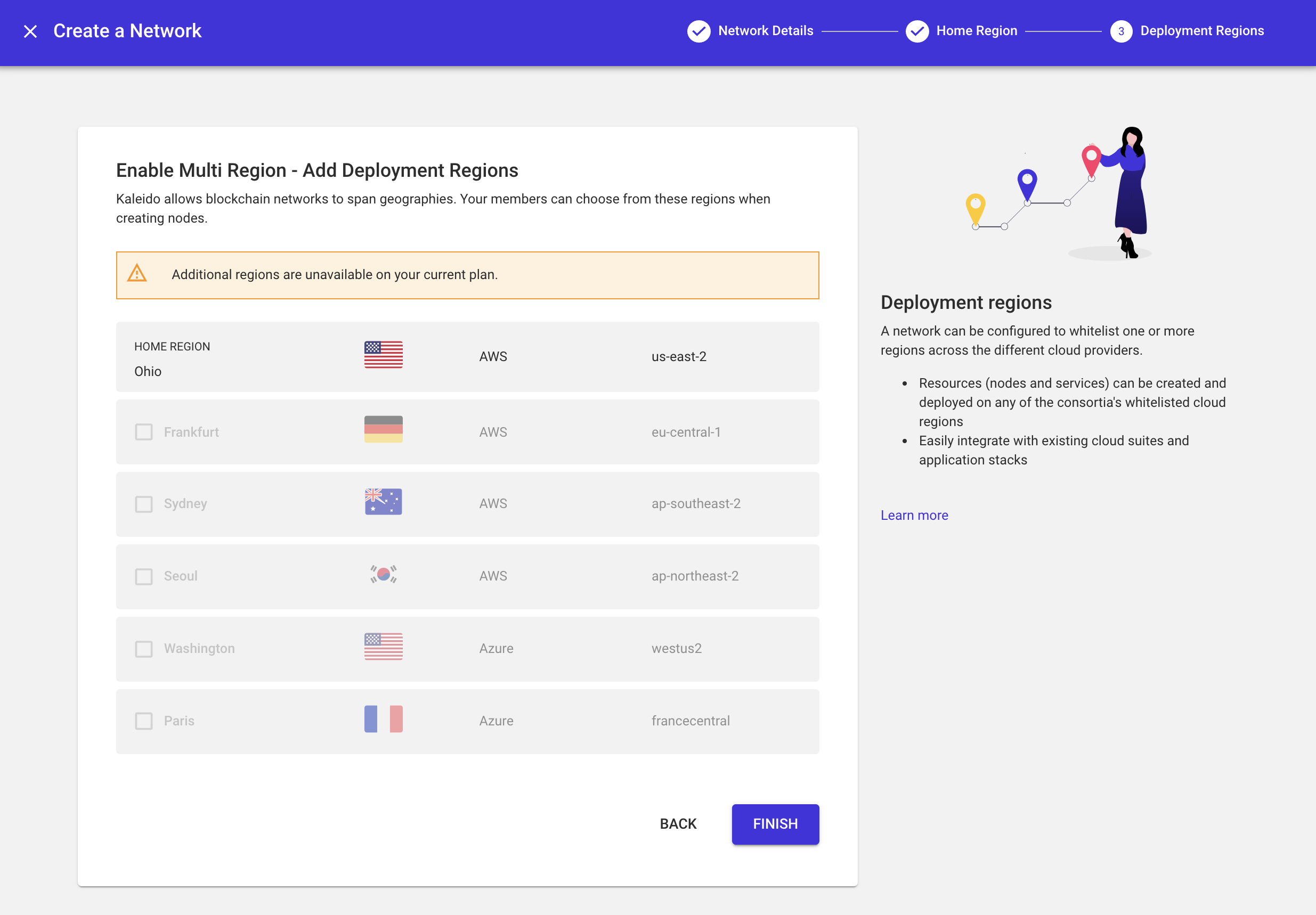 Enable Multi Region selection in Kaleido console