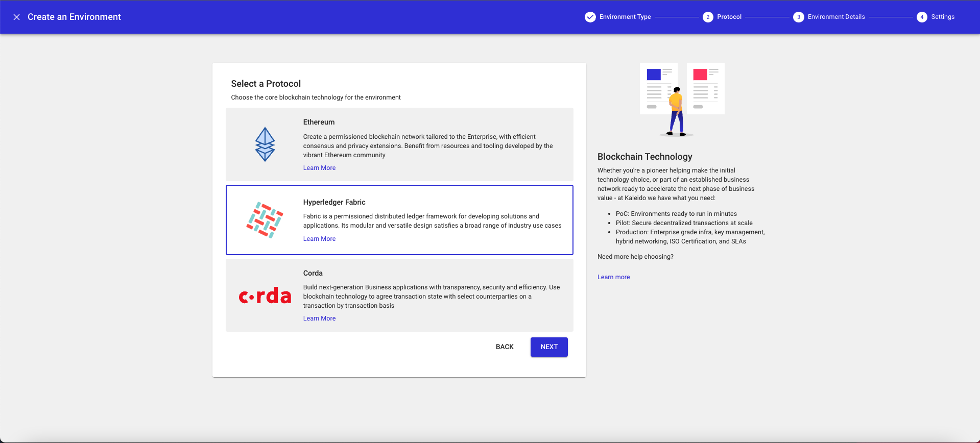 Select Protocol in Kaleido console