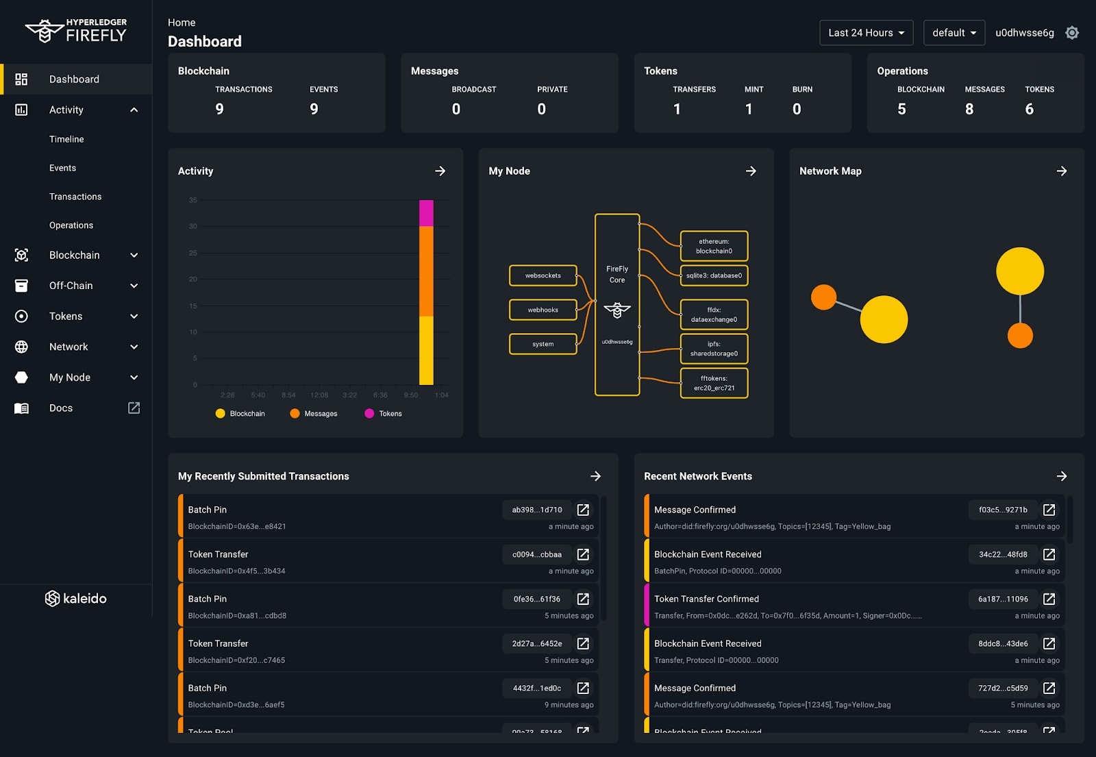 Hyperledger FireFly dashboard