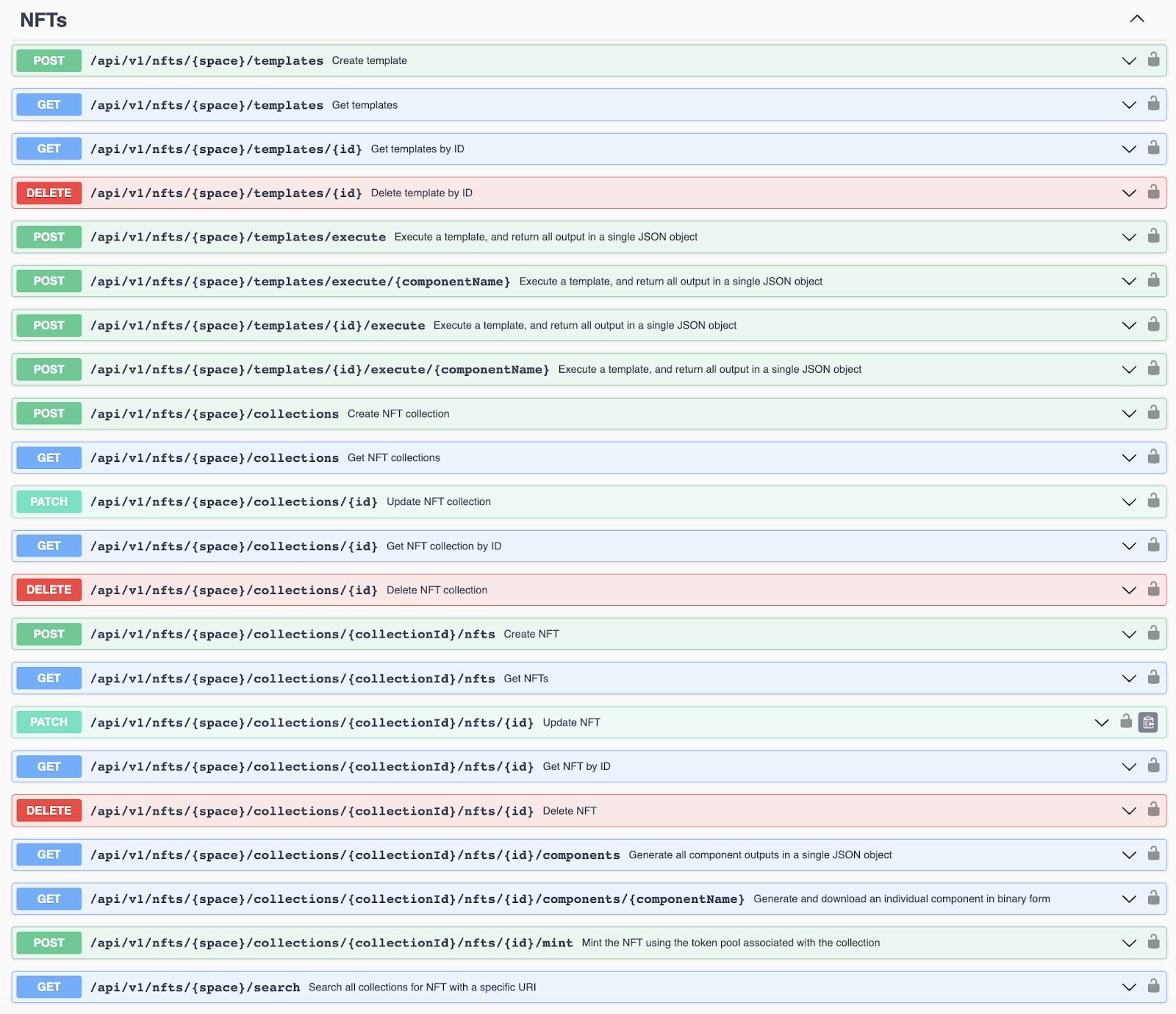 API Swagger UI in the Kaleido Asset Platform 