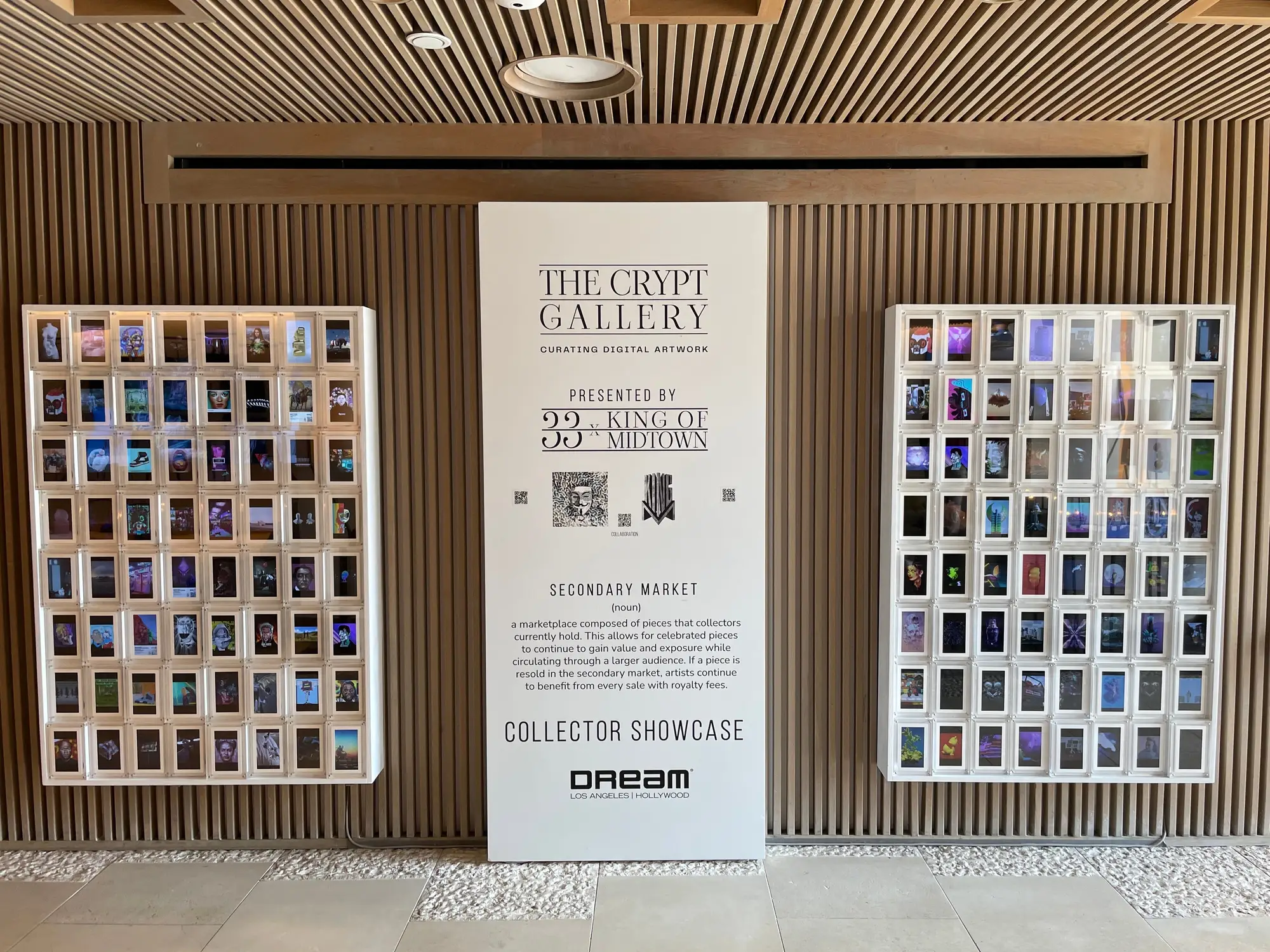 NFTs displayed in the lobby of the Dream Hollywood. 