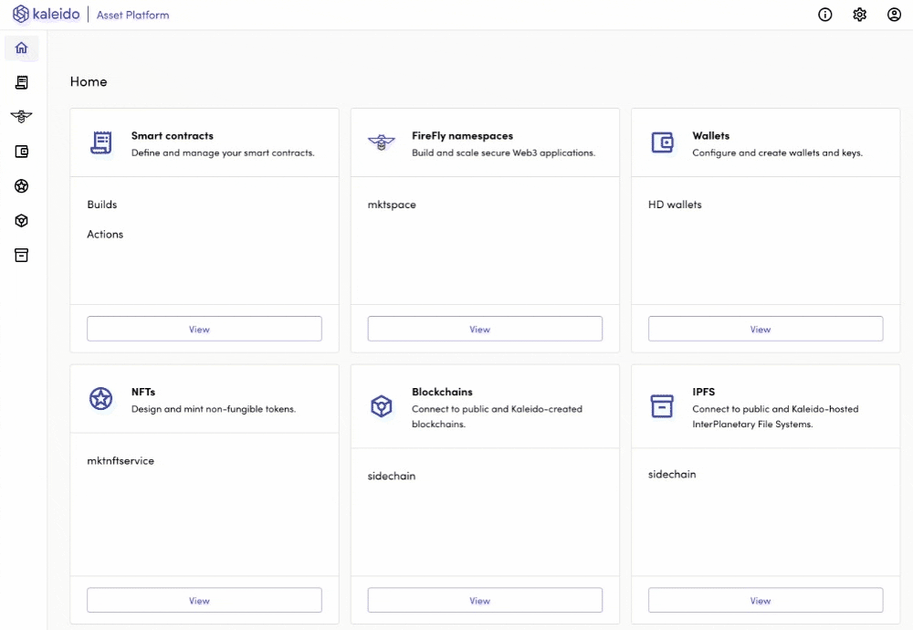 GIF shows asset platform console and chain connectivity
