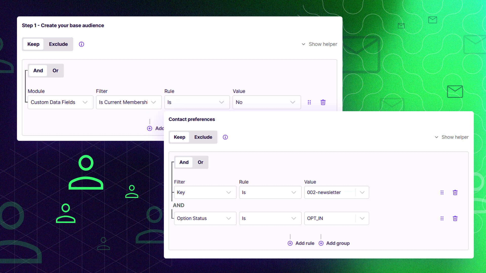 Target newsletter subscribers who have not yet created a membership account