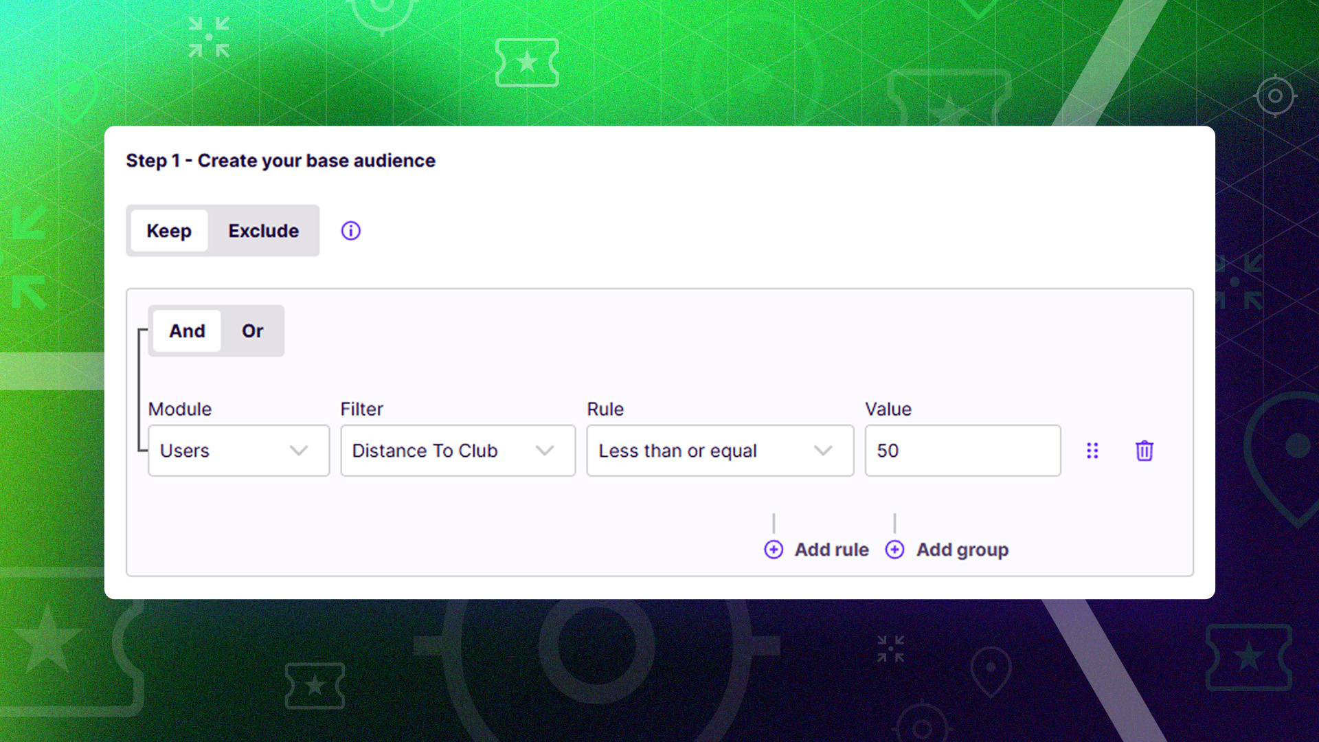 Send highly-targeted adverts and emails to fans within travelling distance of the stadium