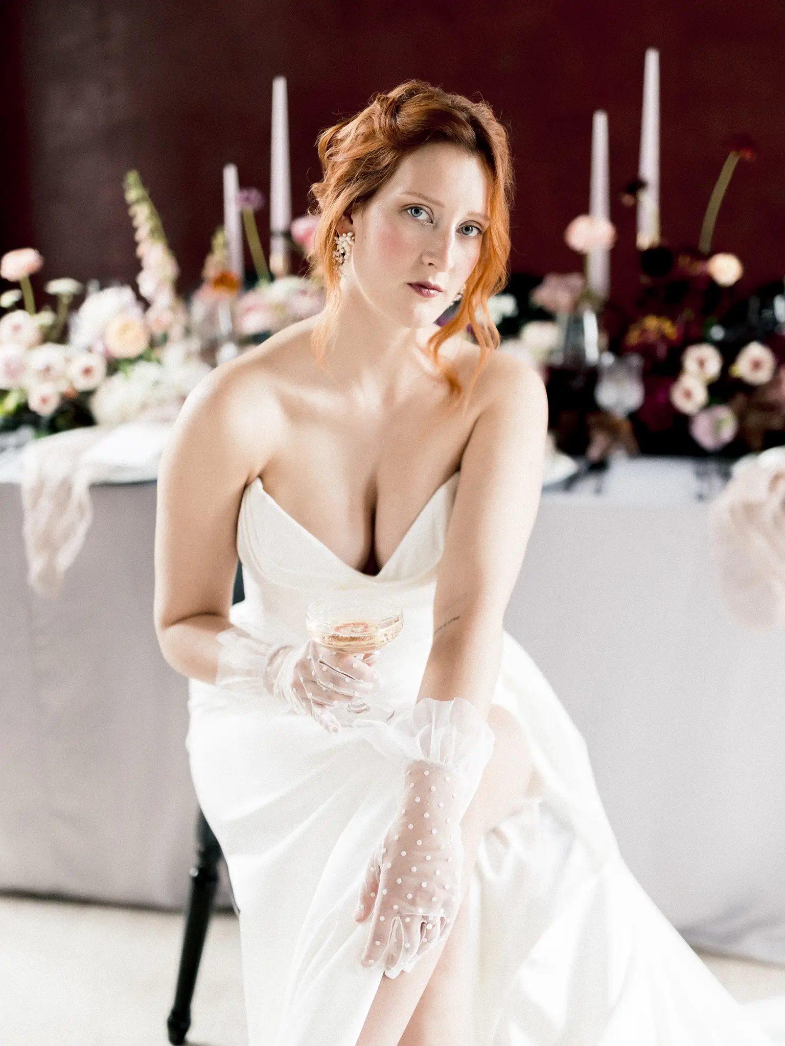 Maroon and black wedding editorial at Château Ste-Agnès in the Eastern Townships, Quebec - image 16