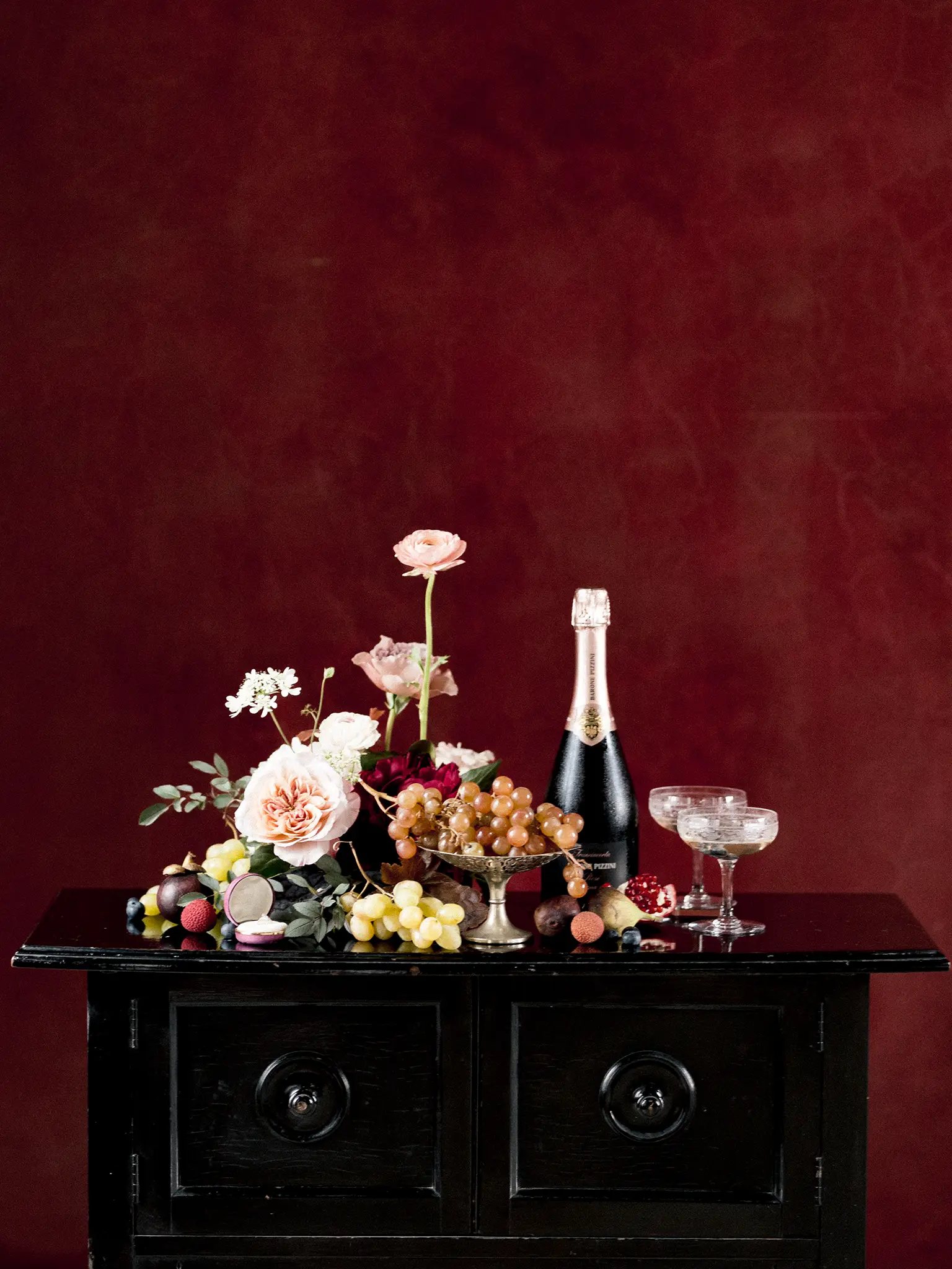 Maroon and black wedding editorial at Château Ste-Agnès in the Eastern Townships, Quebec - image 35