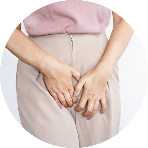 Woman with vaginal discomfort due to a Candida yeast infection.