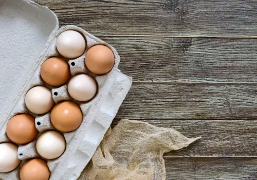 Carton of fresh eggs, once thought to raise cholesterol but now shown to be heart-healthy
