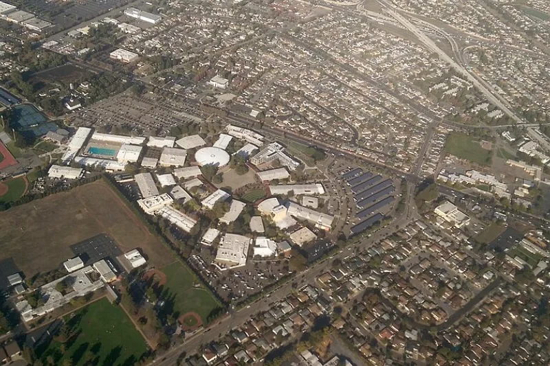 Aerial view of Chabot College in Hayward, California.