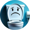 Toilet with a frowny face on the seat, symbolizing urinary issues such as UTIs.