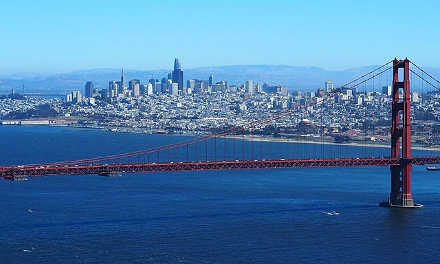 Aerial photo on San Francisco and the Golden Gate Bridge.