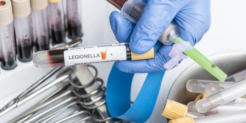 Patient with respiratory symptoms consistent with pneumonia receiving medical care