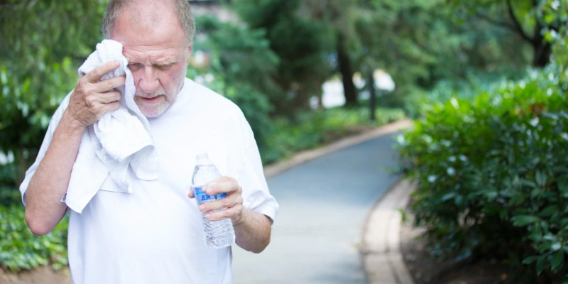 Person drinking water to treat dehydration