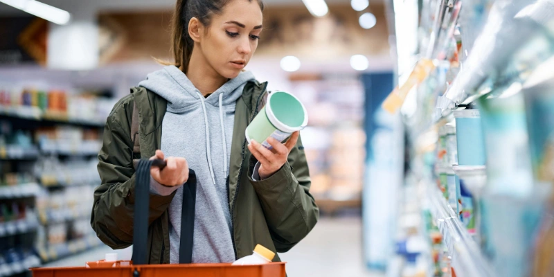 Person checking food label for gluten-free ingredients