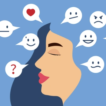 Graphic of a woman with various thought bubbles consistent with hormonal imbalance