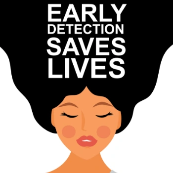 Graphic of a woman with the text early detection saves lives