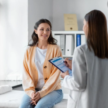 Woman at her annual exam with her doctor