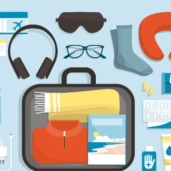 Cartoon diagram of a travel kit