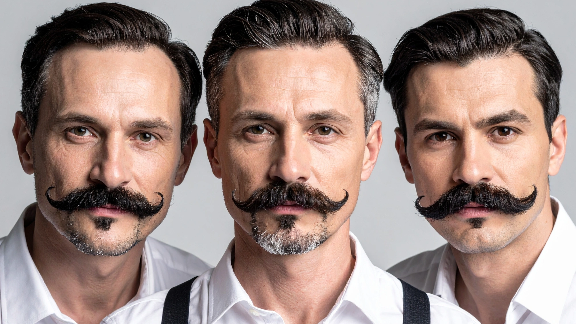 Men sporting newly grown mustaches for Movember
