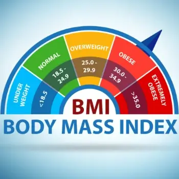Body mass index chart showing the five weight categories