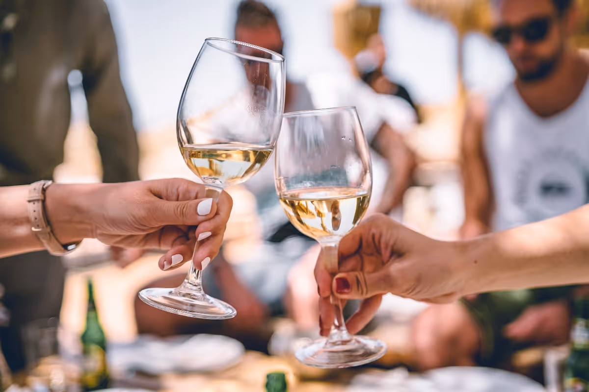 People drinking wine