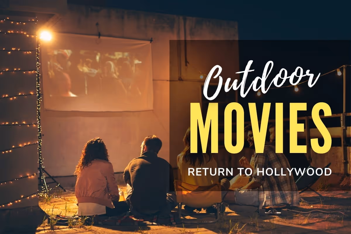 People watching a movie at the rooftop - Outdoor Movies Return to Hollywood