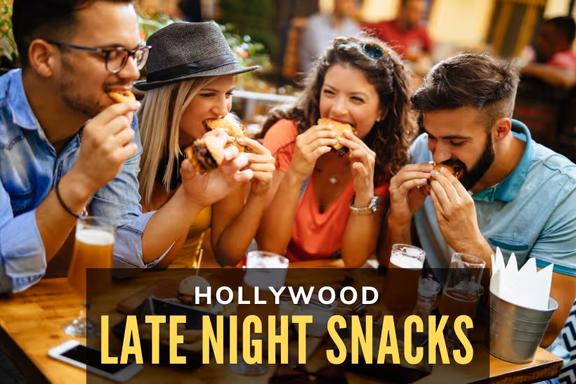 Hollywood Late Night Snacks - Group of people eating late snack burgers