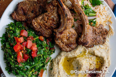 Lamb with hummus and greens