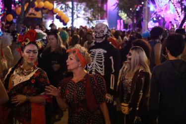 People dressed up in Halloween costumes