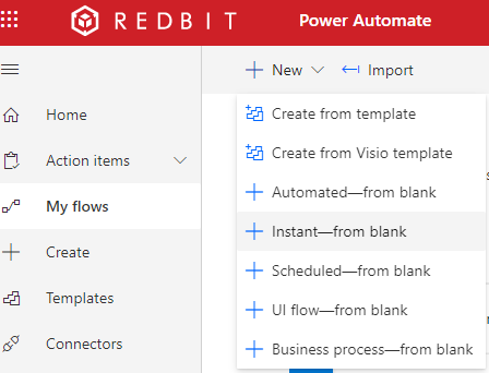 Create instant power automate