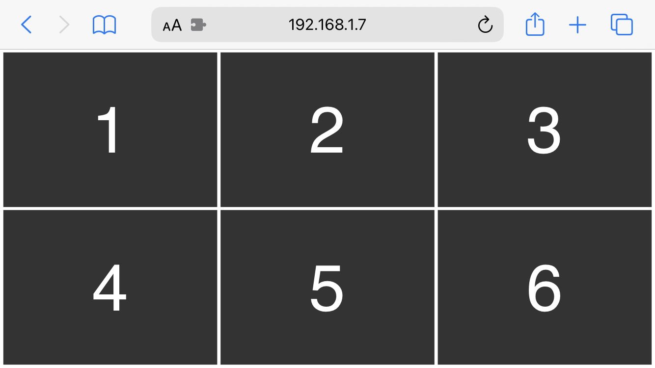 Three column grid layout in landscape orientation, scrolled to the top