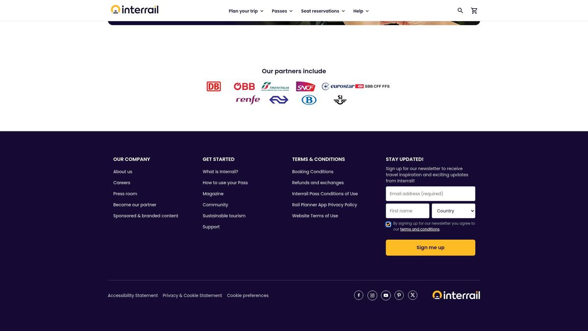 Screenshot of www.interrail.eu