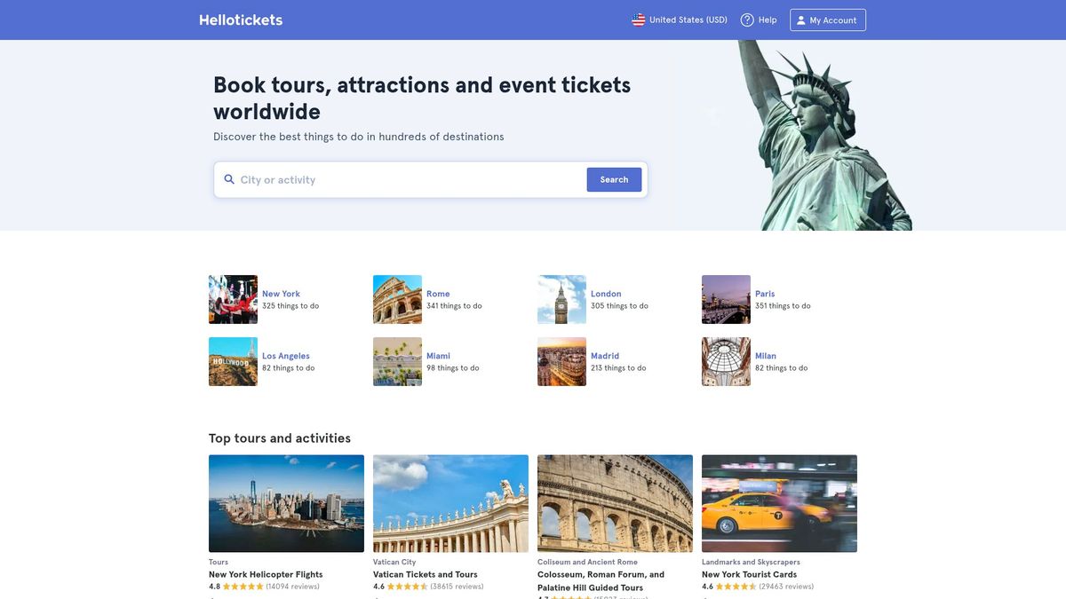Screenshot of www.hellotickets.com