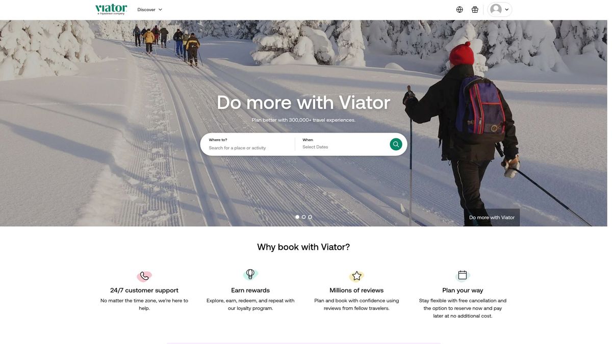 Screenshot of www.viator.com