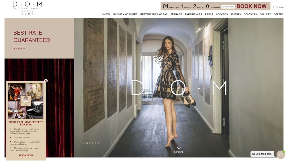 Screenshot of www.domhotelroma.com