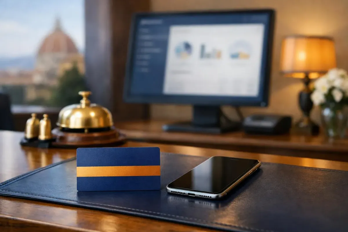 Bureau de travail avec ordinateur, téléphone portable et accessoires de bureau.