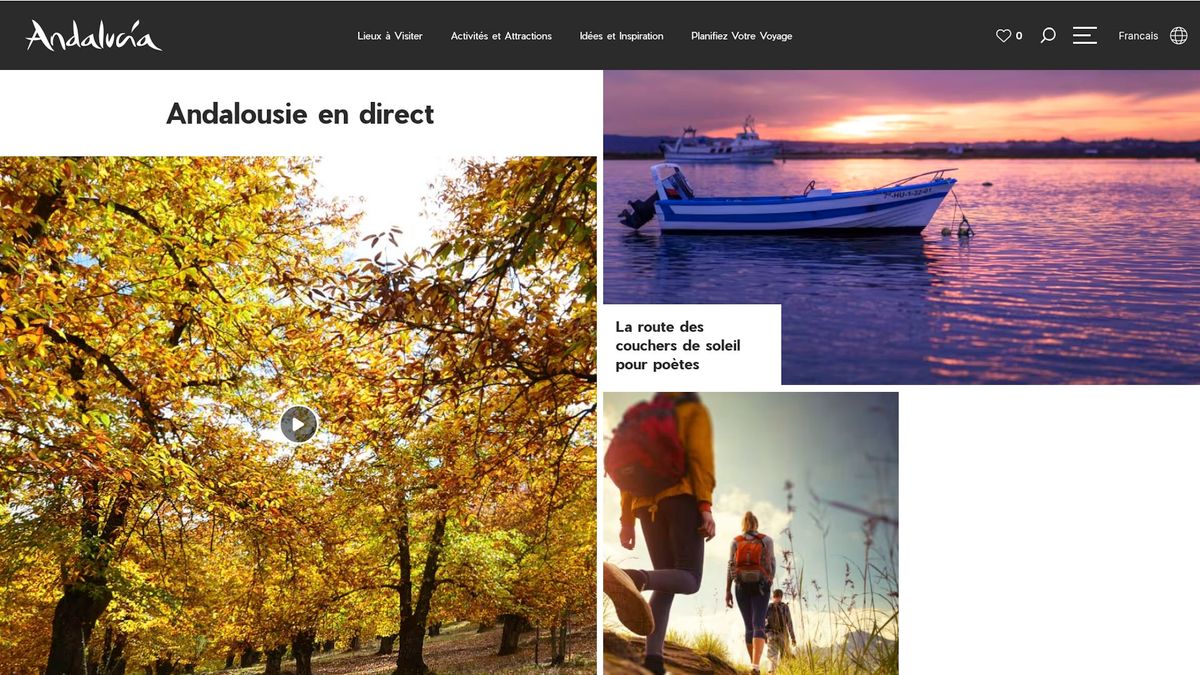 Page d'accueil du site touristique officiel de l'Andalousie en Espagne pour organiser votre voyage hivernal