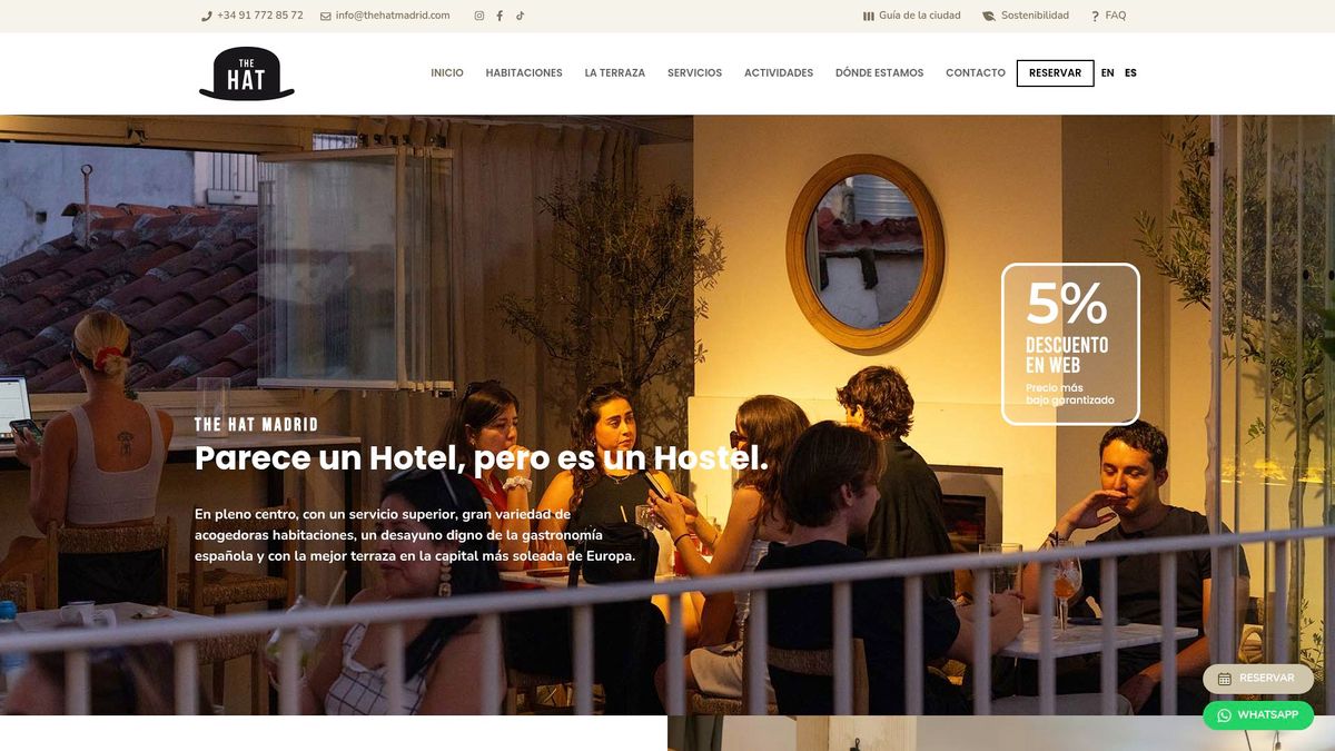 Site officiel du bar The Hat Madrid, rooftop avec vue à Madrid