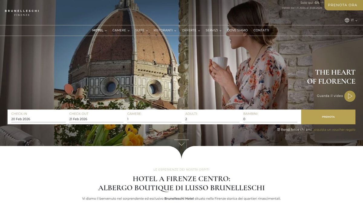 Site officiel de l'Hôtel Brunelleschi, un hôtel boutique dans le centre historique de Florence