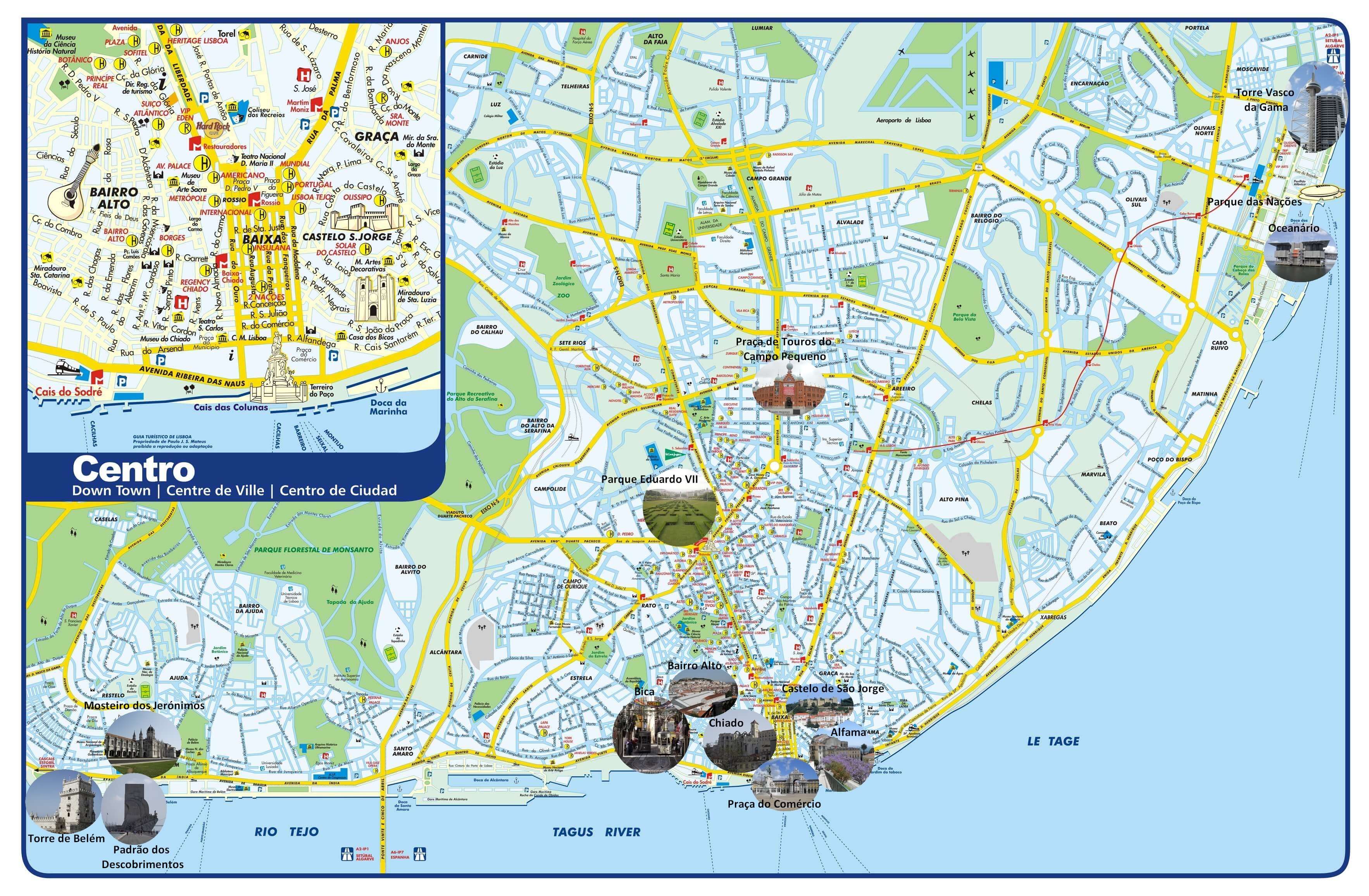 carte touristique lisbonne portugal