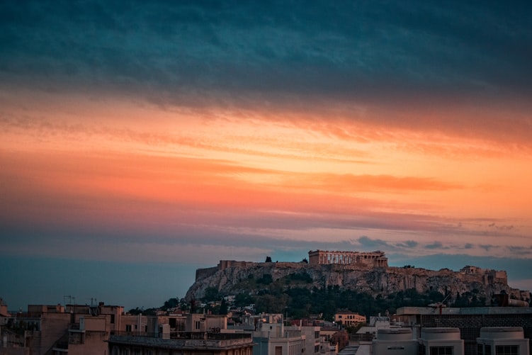 athenes coucher de soleil