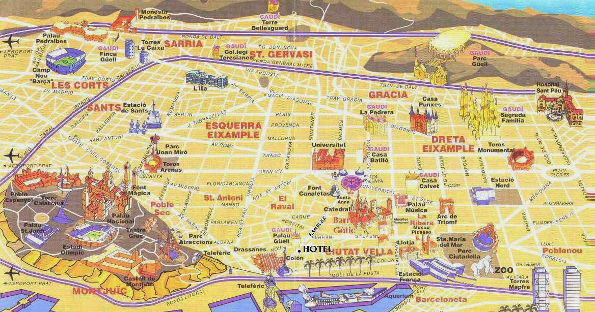 carte touristique de Barcelone