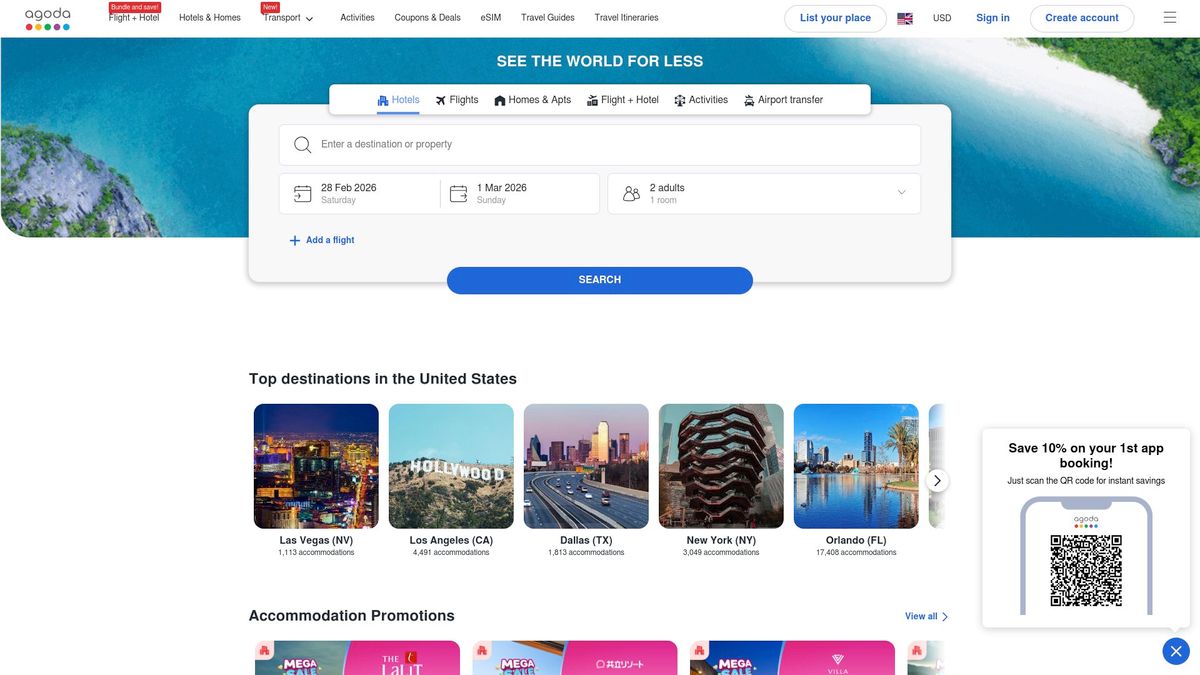 Screenshot of www.agoda.com