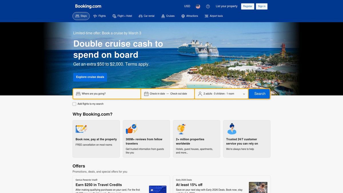 Screenshot of www.booking.com